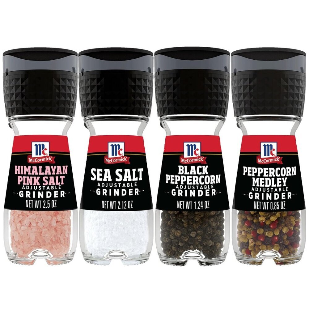 Salt & Pepper Grinder Variety Pack, Himalayan Pink Salt, Sea Salt, Black Pepperc